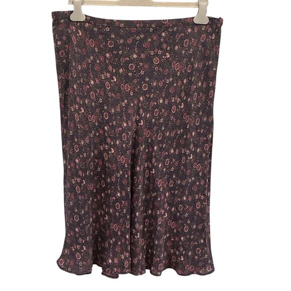 Coldwater Creek Womens Silk Maxi Skirt Plus Size XXL Purple Dark Floral Cottage - Picture 1 of 8